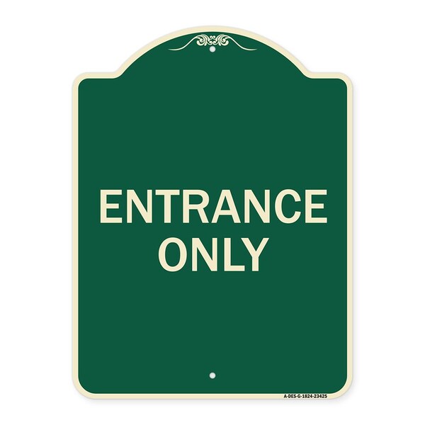 Parking Lot Entrance Only Heavy-Gauge Aluminum Architectural Sign, 24" x 18", G-1824-23425